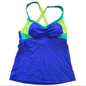 Prana Impact Tankini Top Bikram Hot Yoga Top Blue